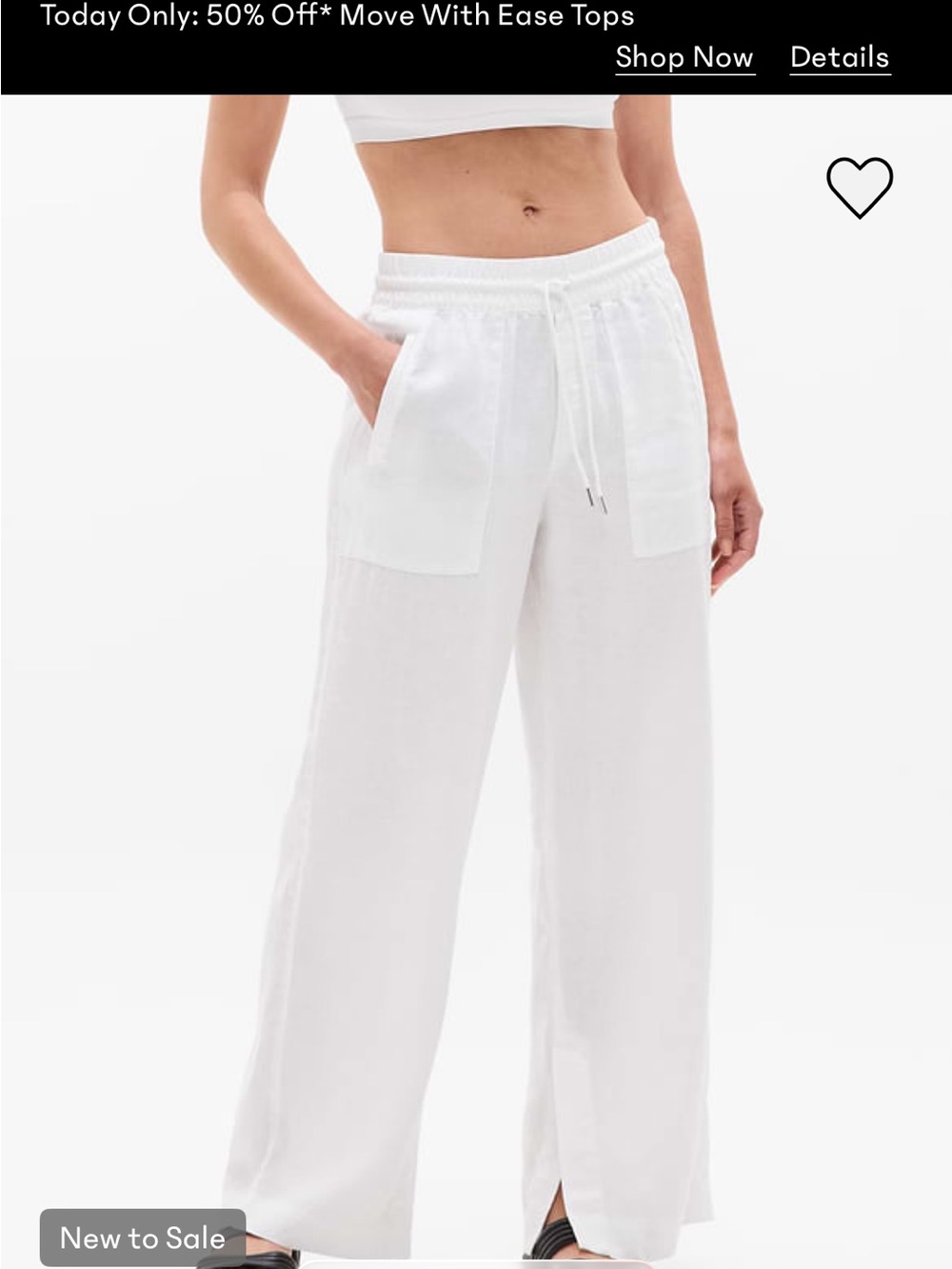 Athleta White Wide-Leg Drawstring Linen Pants